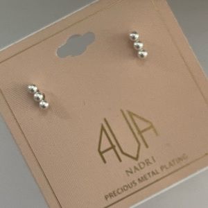 Ava Nadri Imitation Pearl Trio Bar Stud Earrings